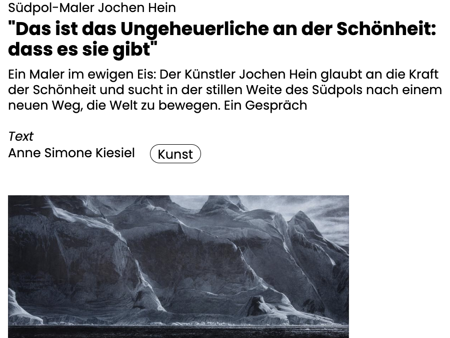 monopol online: Südpol Maler Jochen Hein